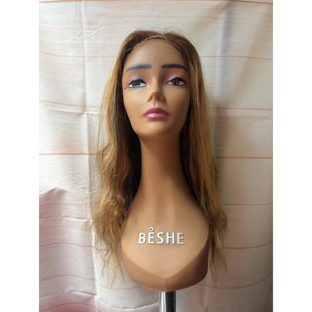 Human hair highlighted lace front wig